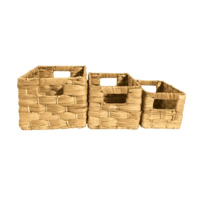 Panier de rangement en jacinthe d'eau H.19 x l.16 x P.26 cm vendu par 3 pièces