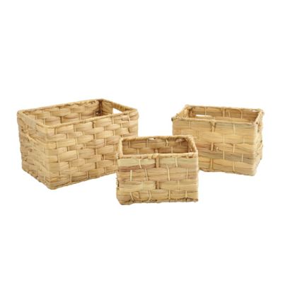 Panier de rangement en jacinthe d'eau H.19 x l.16 x P.26 cm vendu par 3 pièces