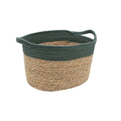 Panier de rangement en jonc de mer vert M Box & Beyond Lino