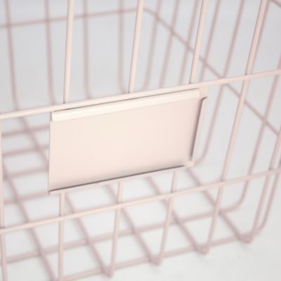 Panier de rangement filaire carré en métal rose
