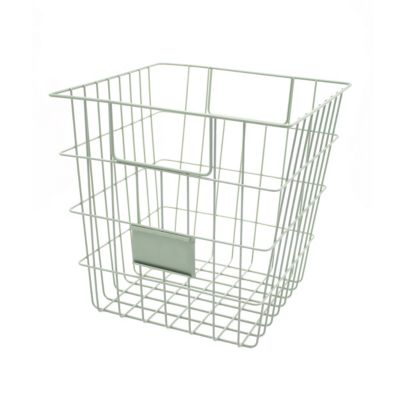Panier de rangement filaire carré en métal vert