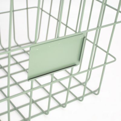 Panier de rangement filaire carré en métal vert