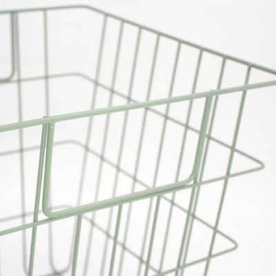 Panier de rangement filaire carré en métal vert