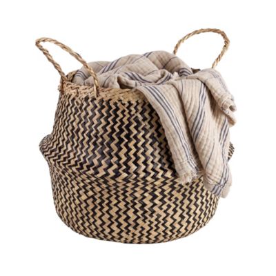 Panier de rangement oval noir et naturel Equipstore Création