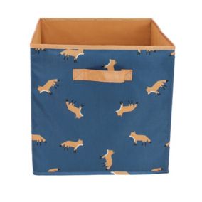 Panier de rangement pliable en cube Norasia bleu et motif renards