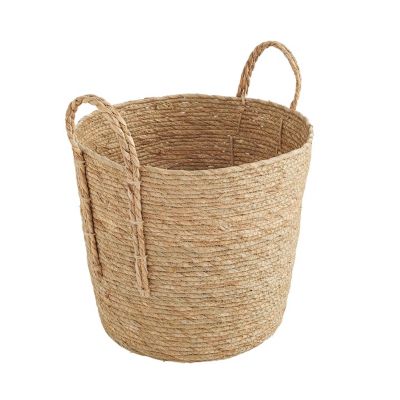 Panier de rangement poignées en jonc de mer naturel 33 x 33 x 28 cm
