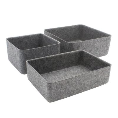 Panier De Rangement Pliable En Feutre Gris - 39x29x25 Cm, Avec Poignées - Pour Vêtements, Jouets, Serviettes - Organisateur Maison Pratique