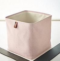 Panier de rangement textile cube rose motif chevron