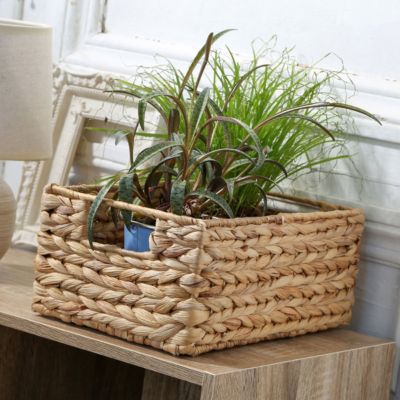 Paniers de rangement tressés en jacinthe d'eau - Lot de 2 - 32 x 34,5 x