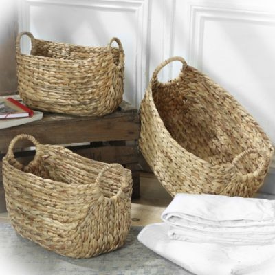 Panier en Jacinthe d'eau avec poignées - L40xP23xH26