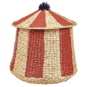 Panier en jacinthe d'eau beige et rouge 50 cm KIMBERLEY