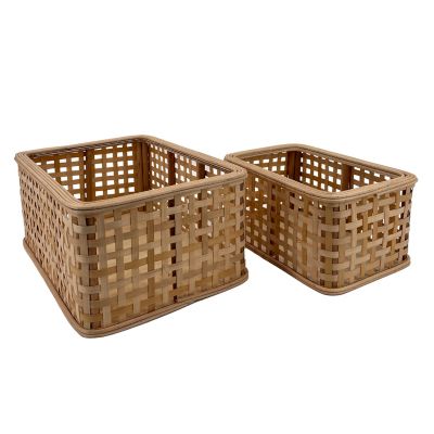 Panier de rangement carré effet velours rouge