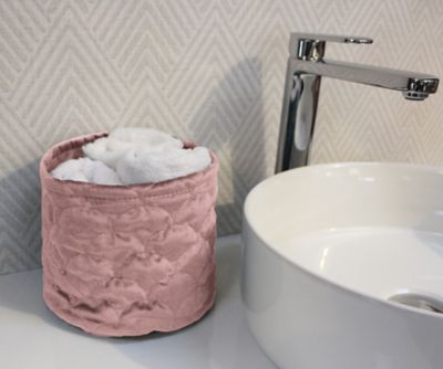 Panier en velours Ornami polyester rose