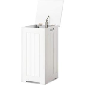 Panier à Linge 34L avec Couvercle à Charnière Meuble à Linge avec Poignées Creuses Pratiques