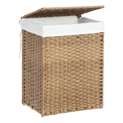 Panier à Linge avec 2 Poignées et Sac Amovible - Imitation Jonc Naturel
