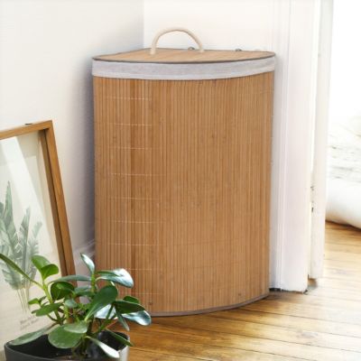 Panier à linge d'angle en bambou H60 cm - YSA
