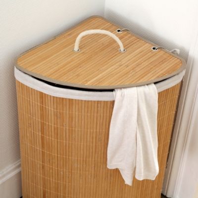 Panier à linge d'angle en bambou H60 cm - YSA