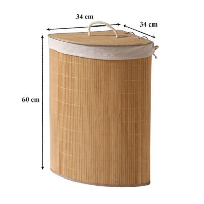 Panier à linge d'angle en bambou H60 cm - YSA