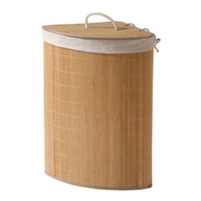 Panier à linge d'angle en bambou - H60 cm