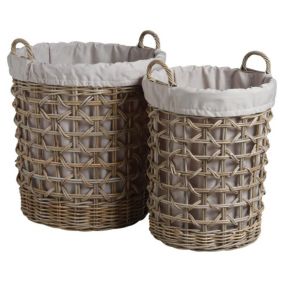 Panier à linge en poelet gris (Lot de 2)