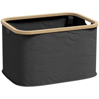 Panier à linge pliable 36L - corbeille à linge sale avec poignées - non tissé noir bambou