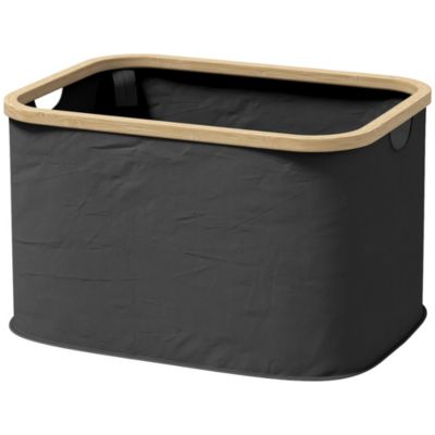 Panier à linge pliable 36L - corbeille à linge sale avec poignées - non tissé noir bambou