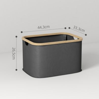 Panier à linge pliable 36L - corbeille à linge sale avec poignées - non tissé noir bambou
