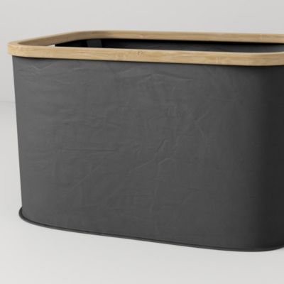 Panier à linge pliable 36L - corbeille à linge sale avec poignées - non tissé noir bambou