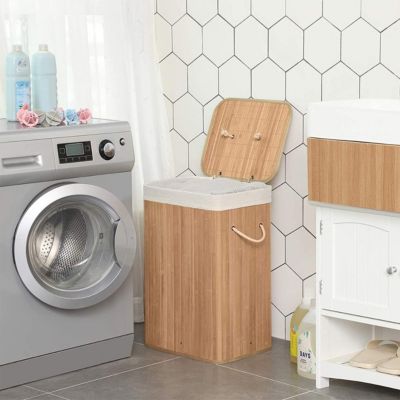 Belle Vous Panier De Rangement Pliable 44L En Bambou - Corbeille à Linge Polyvalente Avec Poignées