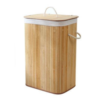 Panier à linge rectangulaire en bambou 70L H60 cm - YSA