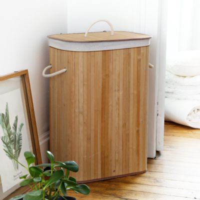 Panier à linge rectangulaire en bambou 70L H60 cm - YSA