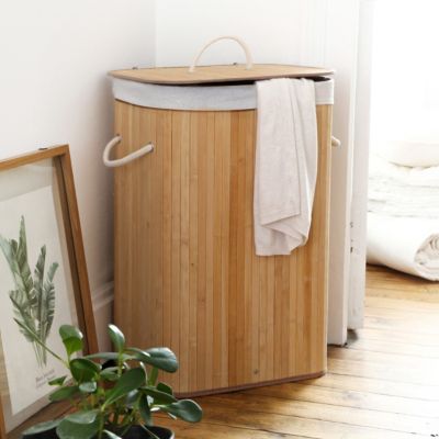 Panier à linge rectangulaire en bambou 70L H60 cm - YSA