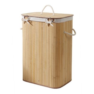 Panier à linge rectangulaire en bambou 70L H60 cm - YSA