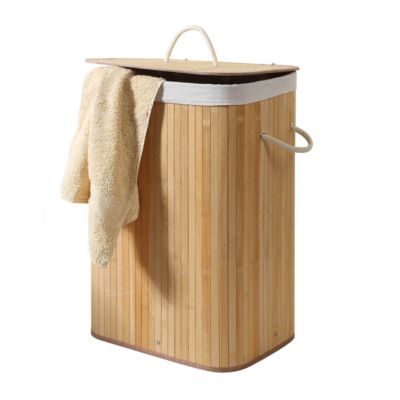 Panier à linge rectangulaire en bambou 70L H60 cm - YSA