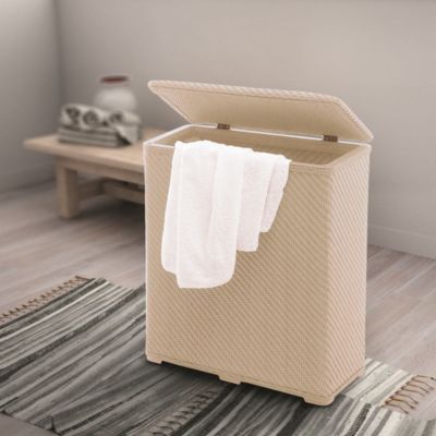 Panier À Linge Sale Pour La Salle De Bain En Résine Thermoplastique Beige 70Lt