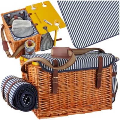 Panier pique-nique pour 4 personnes avec couverture de pique-nique marron