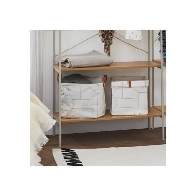 Panier pliable en tissu blanc et doré 31 x 31 x 31 cm