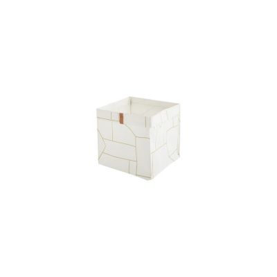 Panier pliable en tissu blanc et doré 31 x 31 x 31 cm