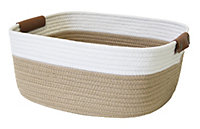Panier rectangulaire en corde Lea blanc et couleur naturelle