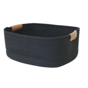 Panier rectangulaire en corde Lea noir