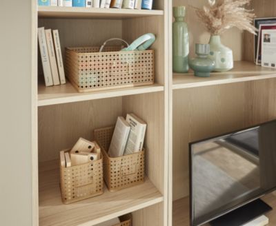 Panier rectangulaire en métal doré motif cannage taille M, Equipstore Création Met