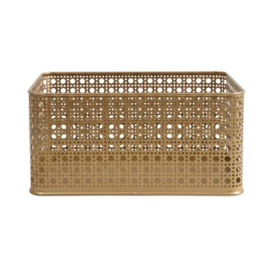 Panier rectangulaire en métal doré motif cannage taille M, Equipstore Création Met