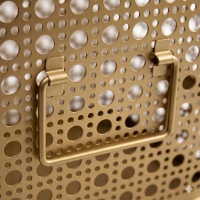 Panier rectangulaire en métal doré motif cannage taille M, Equipstore Création Met