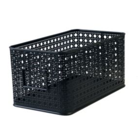 Panier rectangulaire en métal motif cannage noir taille M