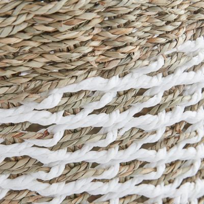 Panier En Jonc De Mer Tressé, Avec Poignée, Pliable, Blanc Beige, 20x26 Cm