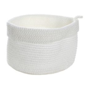 Panier rond maille crochet blanc grand modèle