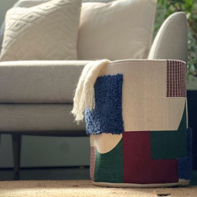 Panier rond multicolore en coton tissé Norasia