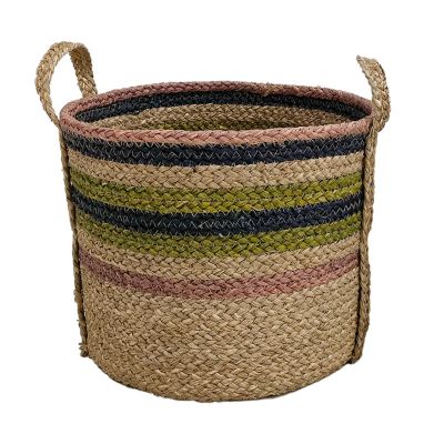 Panier rond tressé en jonc de mer Norasia multicolore taille L