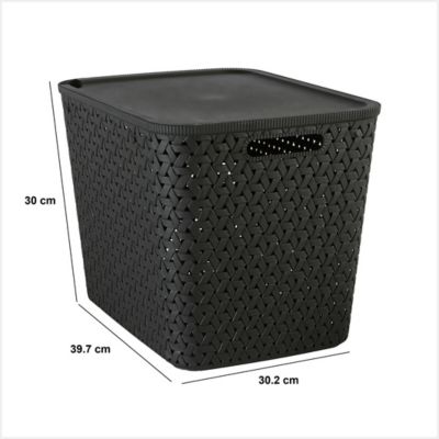 Panier "Tressy" en plastique noir 28L - Noir- 5five