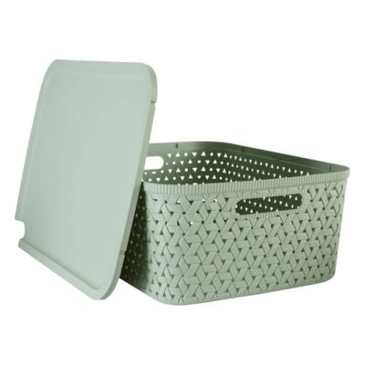 Panier "Tressy" en plastique sauge 15L - Vert olive- 5five
